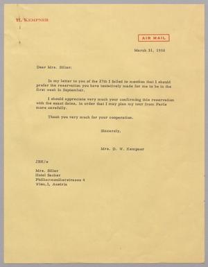 [Letter from Jeane B. Kempner to Mrs. Siller, March 31, 1958]