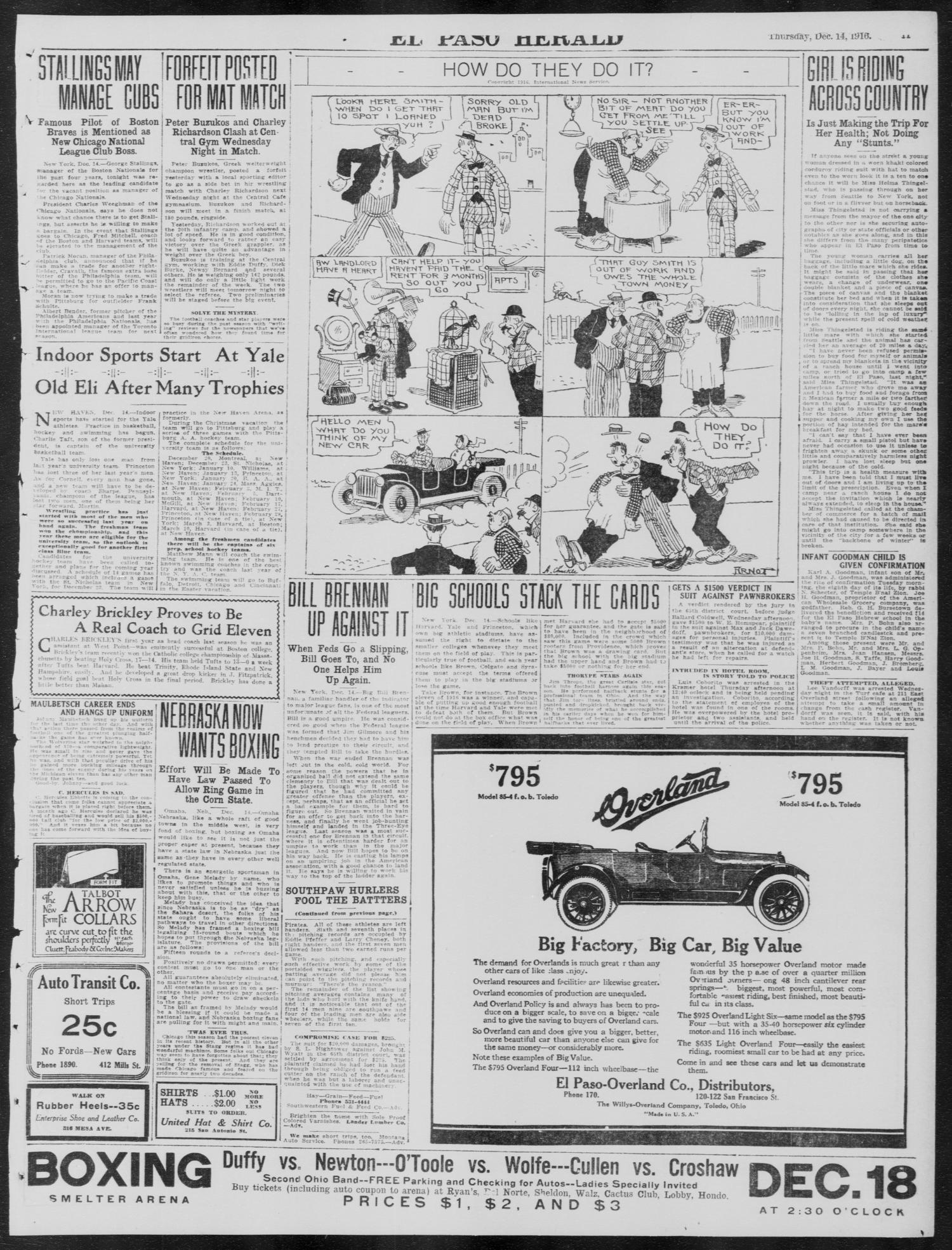 El Paso Herald (El Paso, Tex.), Ed. 1, Thursday, December 14, 1916
                                                
                                                    [Sequence #]: 11 of 14
                                                