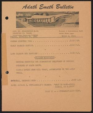 Primary view of object titled 'Adath Emeth Bulletin, December 28, 1962'.