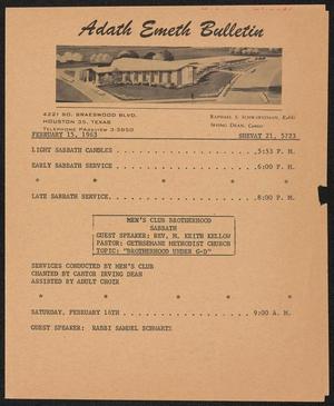 Primary view of object titled 'Adath Emeth Bulletin, February 15, 1963'.