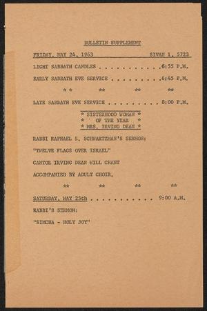 Primary view of object titled 'Adath Emeth Bulletin, May 24, 1963, Supplement'.