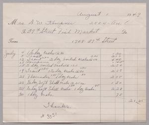 [Account Statement for 37th Street Fish Market, July 1949]