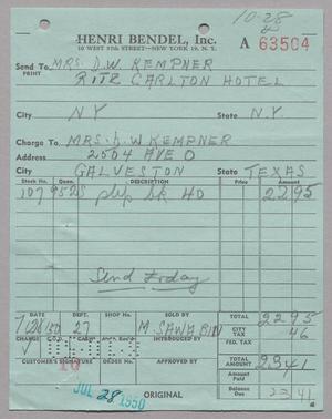 [Invoice for Charges to Mrs. D. W. Kempner, July 1950]
