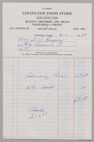 [Invoice for February Bill, March 1950]