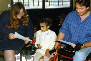Tina Carpenter and Eddie Wadley from Lee College Disabled Student Services Organization at a holiday party.