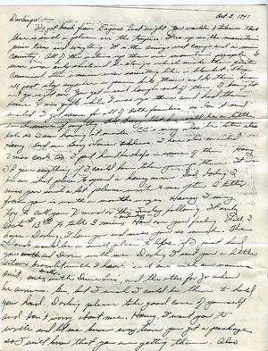 Primary view of object titled '[Letter from George Brundrett to Valree Brundrett, October 3-6, 1941]'.