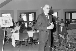 Primary view of object titled '[Speaker at the General Education Classroom Groundbreaking Celebration]'.