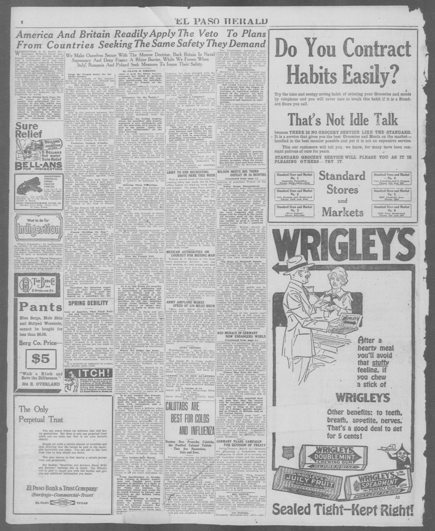 El Paso Herald (El Paso, Tex.), Ed. 1, Monday, March 22, 1920
                                                
                                                    [Sequence #]: 2 of 14
                                                
