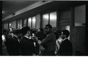 Primary view of object titled 'Image inside courthouse during trial related to 1964 civil rights protest'.