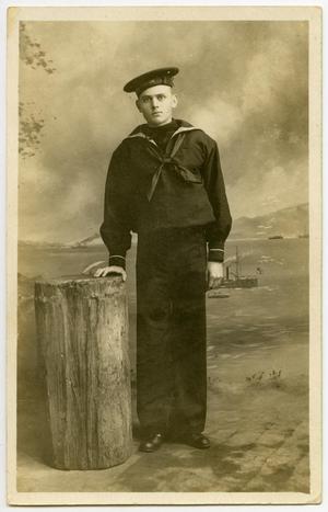 Primary view of object titled '[Oluff Beauchamp in Navy Uniform]'.
