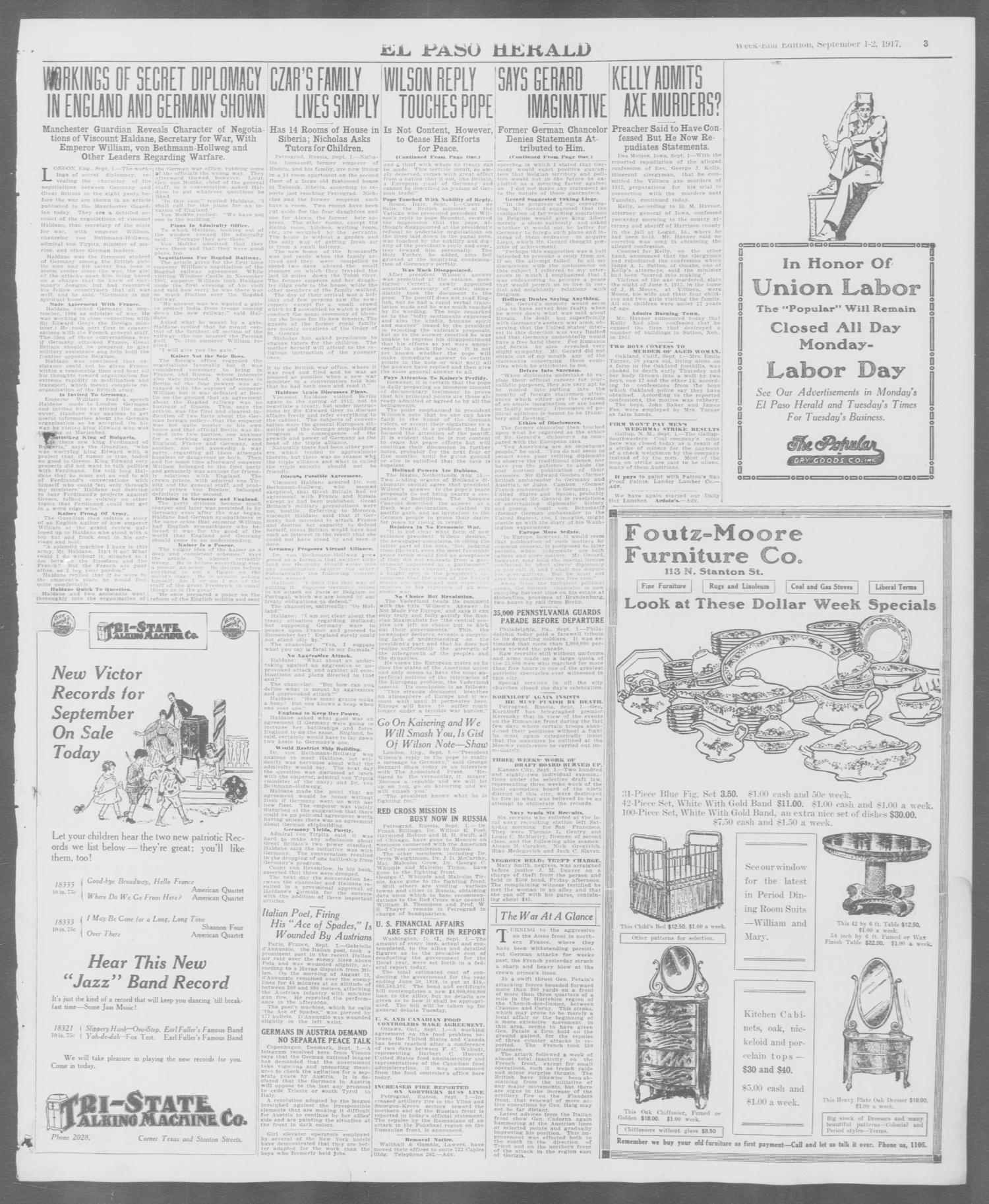 El Paso Herald (El Paso, Tex.), Ed. 1, Saturday, September 1, 1917
                                                
                                                    [Sequence #]: 3 of 28
                                                