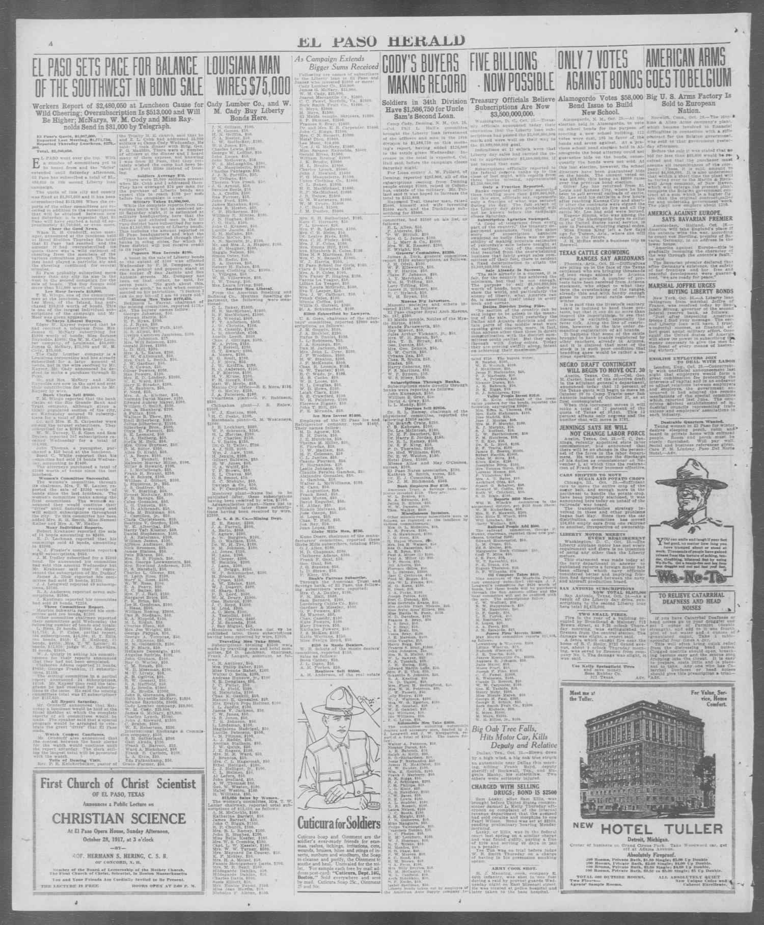 El Paso Herald (El Paso, Tex.), Ed. 1, Thursday, October 25, 1917
                                                
                                                    [Sequence #]: 4 of 14
                                                