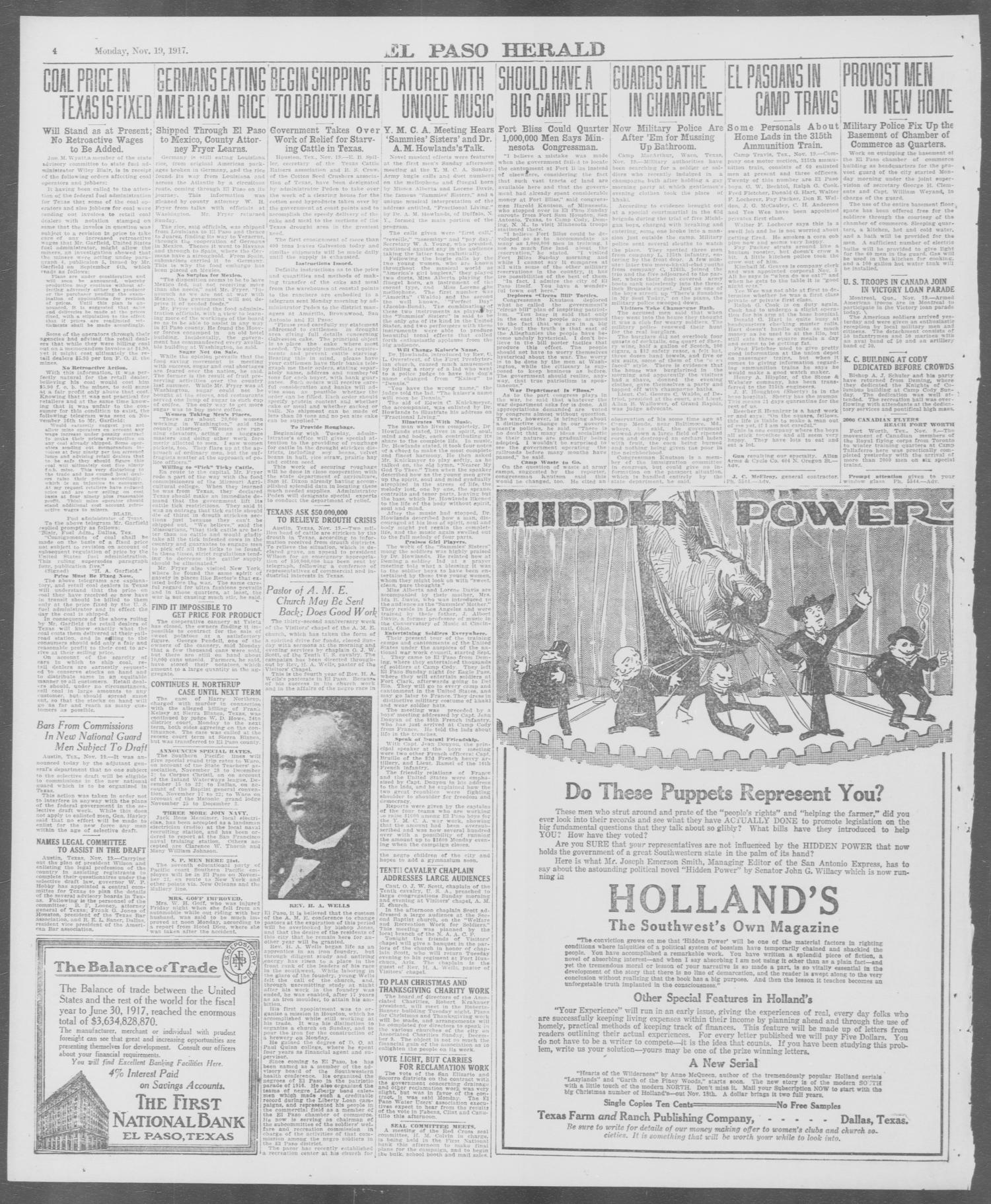 El Paso Herald (El Paso, Tex.), Ed. 1, Monday, November 19, 1917
                                                
                                                    [Sequence #]: 4 of 14
                                                