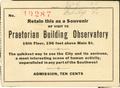 Text: [Admission ticket to the Praetorian Building Observatory]