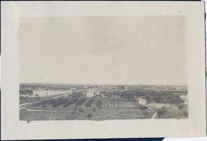 [Body of water, island, house, orchard, farm buildings, church and town]
