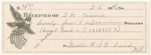[Receipt for $74.00 donationfrom T. N. Carswell - February 5, 1946]