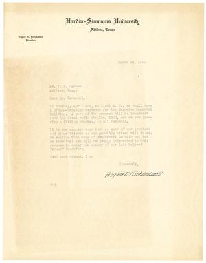 [Form letter from Rupert N. Richardson addressed to T. N. Carswell - March 28, 1946]