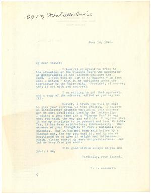[Letter from T. N. Carswell to Walter G. Jennings - June 14, 1948]
