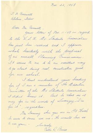 [Letter from Callie R. Bevill to T. N. Carswell - November 22, 1948]