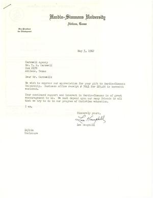 [Letter From Lee Hemphill to T. N. Carswell - May 3, 1962]