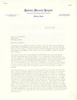 [Letter from E. M. Collier to T. N. Carswell - June 10, 1952]