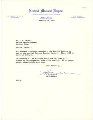 [Letter from E. M. Collier to T. N. Carswell - February 29, 1956]