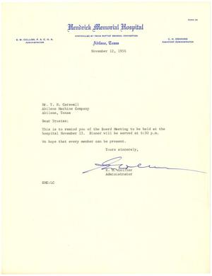 [Letter from E. M. Collier to T. N. Carswell - November 12, 1956]