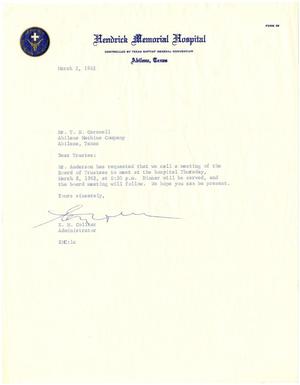 [Letter from E. M. Collier to T. N. Carswell - March 2, 1962]
