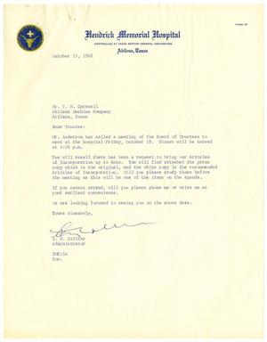 Primary view of object titled '[Letter from E. M. Collier to T. N. Carswell - October 15, 1962]'.