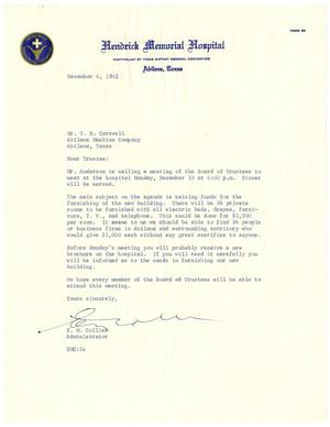 [Letter from E. M. Collier to T. N. Carswell - December 4, 1962]