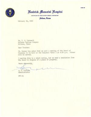 [Letter from E. M. Collier to T. N. Carswell - February 26, 1963]
