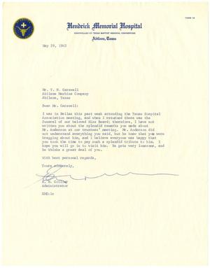 [Letter from E. M. Collier to T. N. Carswell - May 29, 1963]