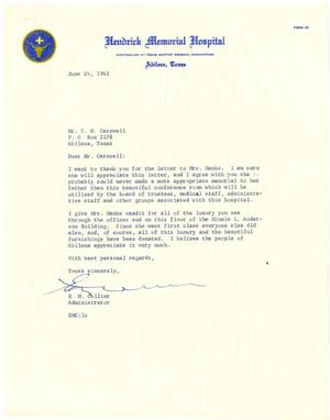 [Letter from E. M. Collier to T. N. Carswell - June 26, 1963]