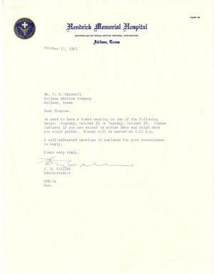 Primary view of object titled '[Letter from E. M. Collier to T. N. Carswell - October 15, 1963]'.