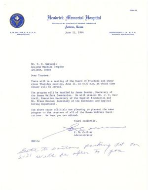 Primary view of object titled '[Letter from E. M. Collier to T. N. Carswell - June 11, 1964]'.