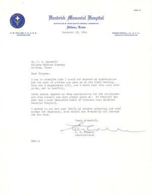 [Letter from E. M. Collier to T. N. Carswell - December 28, 1964]