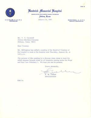 [Letter from E. M. Collier to T. N. Carswell - January 19, 1967]