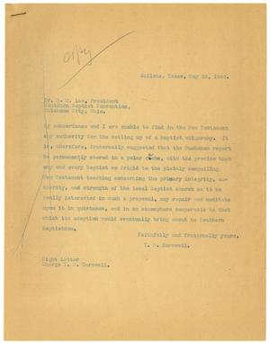 Primary view of object titled '[Letter from T. N. Carswell to R. G. Lee - May 18, 1949]'.