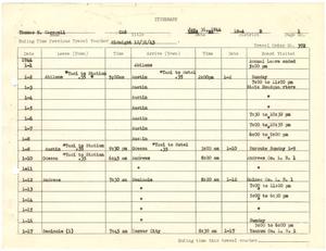 [Selective Service System Itinerary for T. N. Carswell - January 31, 1944]