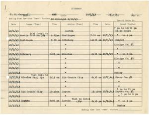 [Selective Service System Itinerary for T. N. Carswell - October 31, 1943]