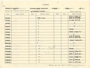 Primary view of object titled '[Selective Service System Itinerary for T. N. Carswell - September 30, 1943]'.