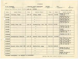 [Selective Service System Itinerary for T. N. Carswell - August 31, 1943]