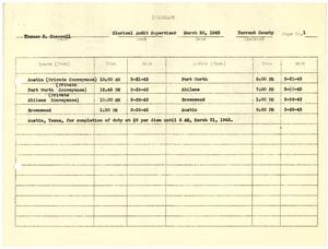 [Selective Service System Itinerary for T. N. Carswell - March 30, 1943]