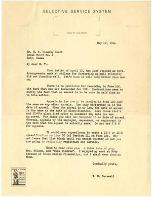 [Letter from T. N. Carswell to M. T. Wilson - May 12, 1944]