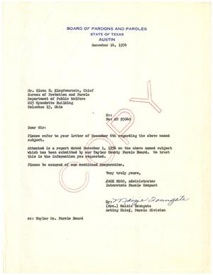Primary view of object titled '[Letter from Maizie Toungate to Glenn R. Klopfenstein - December 14, 1954]'.