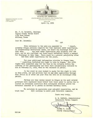 Primary view of object titled '[Letter from Robert E. Jones to T. N. Carswell - April 13, 1956]'.