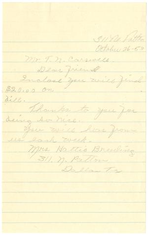 [Letter from Hattie Breeding to T. N. Carswell - October 26, 1953]