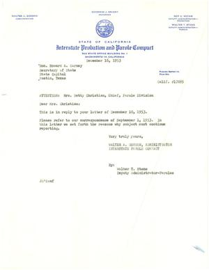 [Letter from Walter T. Stone to Betty Christian -  December 16, 1953]
