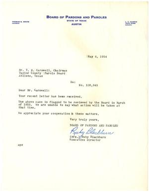 [Letter from Ruby Blackburn to T. N. Carswell - May 4, 1954]