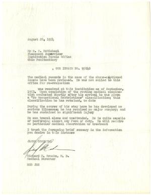 [Letter from Richard H. Brooks, M. D. to R. N. McMichael - August 26, 1954]